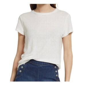 FRAME Organic Linen Tee Top White Minimalistic Basic Size Medium